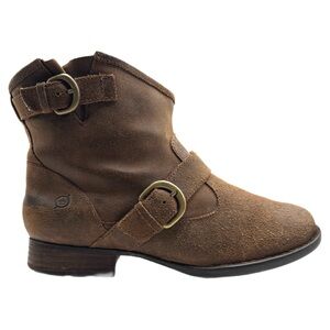 Børn Regis Women's Distressed Brown Leather Shearling Moto Ankle Boots Size 8.5